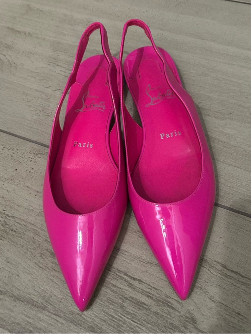 Christian Louboutin Hot Pink Chickita Slingback Flat. 7.5